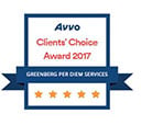 Avvo Clients' Choice Award 2017 |Greenberg Per Diem Services | 5 Stars